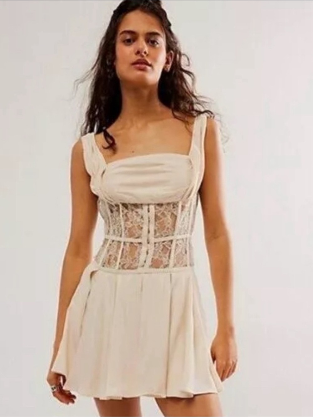 FREE PEOPLE cram mini silhouette and corset design with sheer lace corset